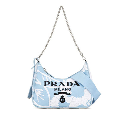 Prada Re-Edition 2000 Embroidered Mini Chain Handbag/Shoulder Bag