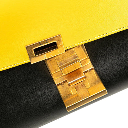Celine Trapeze Tricolor Handbag Shoulder Bag 2Way Yellow Black Blue Leather