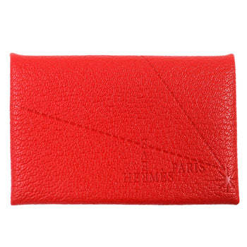 Hermes Calvi Chevre Rouge Coupe Silver Hardware Iwataya Exclusive Business Card Case