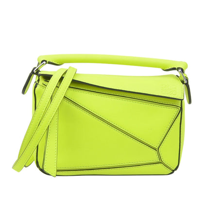 Loewe Puzzle Mini Shoulder Bag Leather Neon Yellow