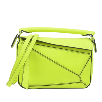 Loewe Puzzle Mini Shoulder Bag Leather Neon Yellow