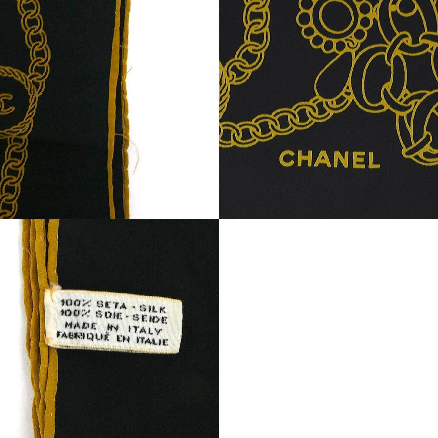 Chanel Scarf/Muffler Silk Black/Yellow