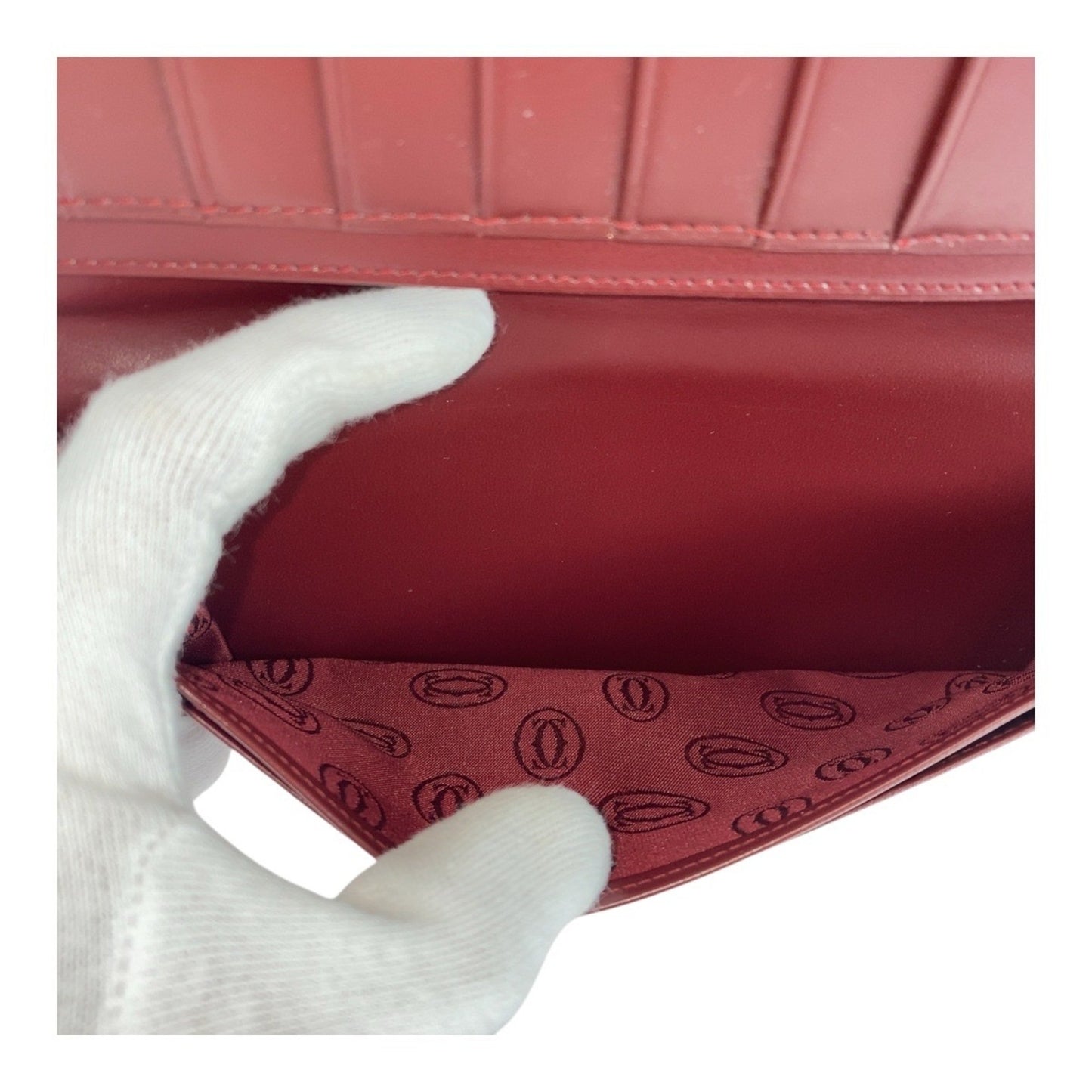 Cartier Must Line Bordeaux Gold Hardware Leather Long Wallet