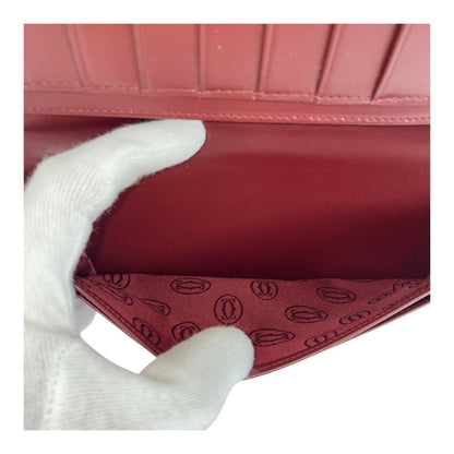 Cartier Must Line Bordeaux Gold Hardware Leather Long Wallet
