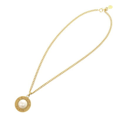 Celine Vintage Metal Faux Pearl Gold Necklace 1532 Celine