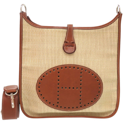 Hermes Herms Evelyne I Pm Striped Shoulder Bag In Veau Gulliver Noisette Leather