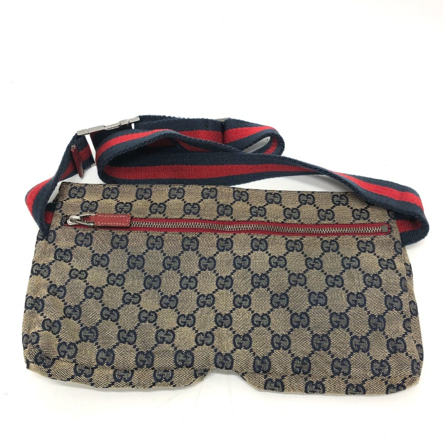 Gucci 28566 Gg/Logo Bag Waist Pouch Red Silverhardware