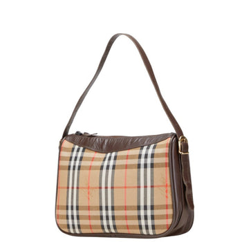 Burberry Nova Check Shadow Horse One-Shoulder Bag In Beige Multicolor Canvas