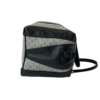 Gucci Old Gucci Micro Gg Logo Hardware Leather Handbag Mini Boston Bag Navy 18663