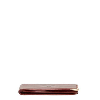Cartier Must Line Bifold Wallet Wine Red Bordeaux Leather