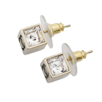 Chanel Earrings Coco Mark Cube Rhinestone B25 C Abe805 Chanel