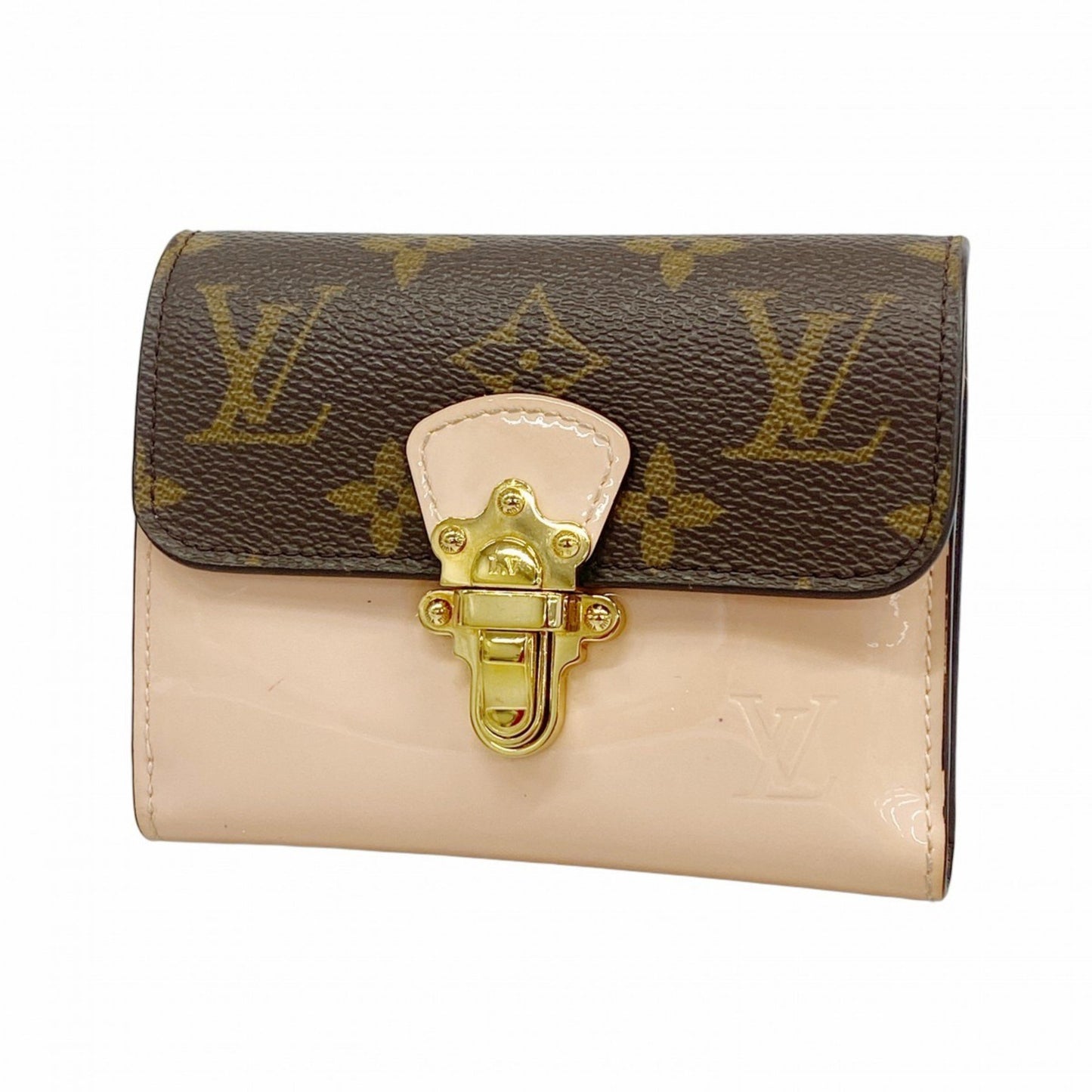 Louis Vuitton Monogram Vernis Portefeuille Cherry Wood Compact Tri-Fold Wallet M61911 Rose Ballerine