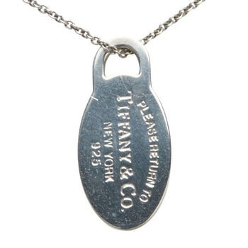 Tiffany & Co. Please Return To Plate Chain Pendant Necklace In 925 Sterling Silver.