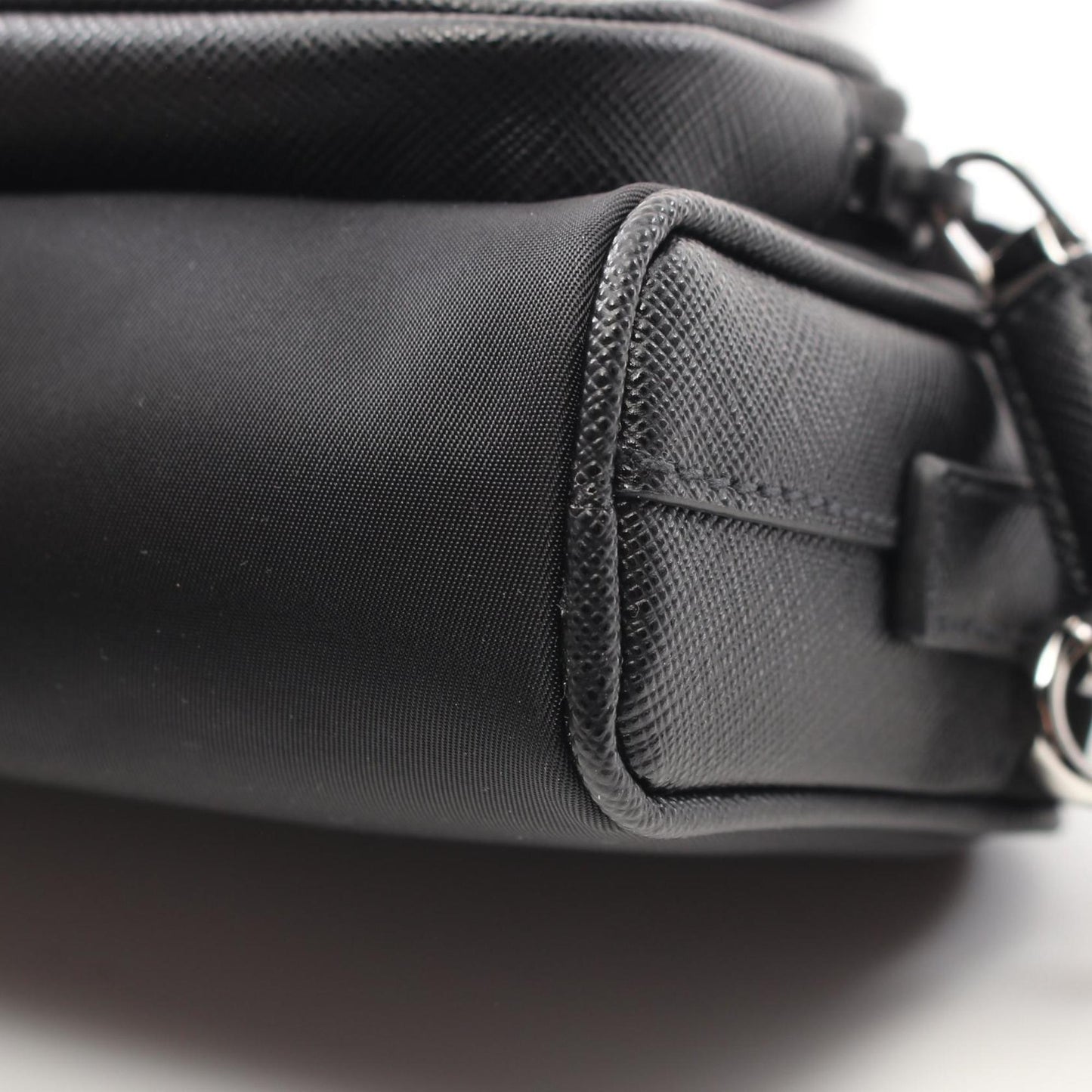 Prada Tessuto + Saffiano Shoulder Bag Nylon Saffiano Leather