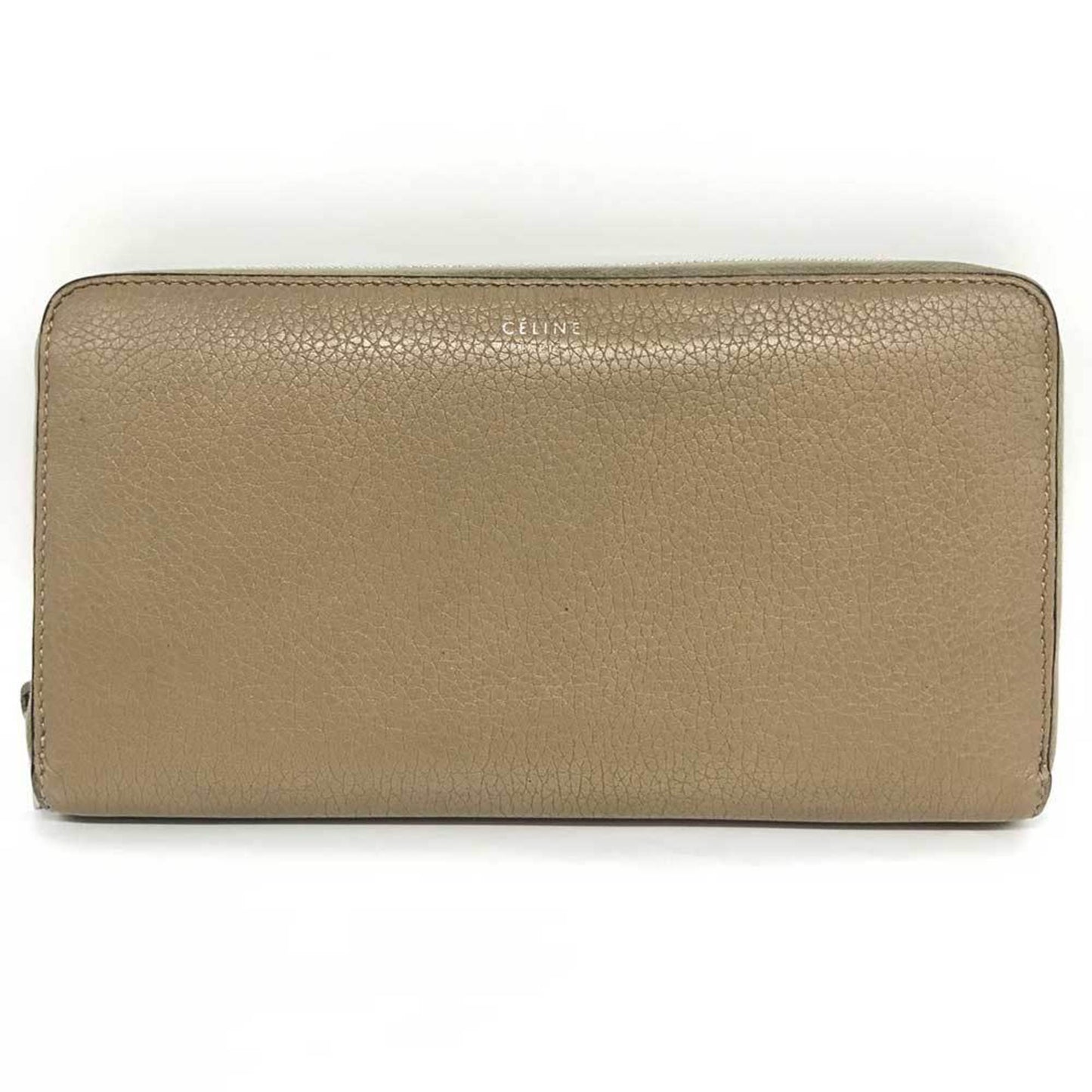 Celine Round Long Wallet Beige Leather U-Ce-0177 Celine