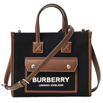 Burberry Mini Freya Tote Shoulder Bag In Canvas And Leather