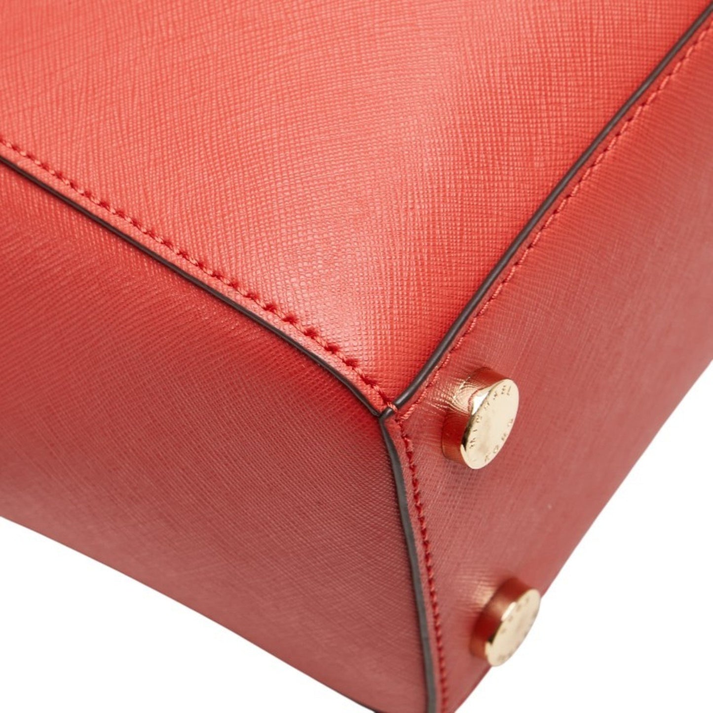 Michael Kors Logo Hardware Handbag Tote Bag Red Leather