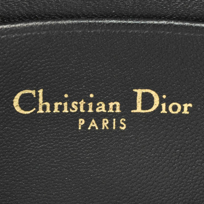 Christian Dior Dior Caro Macrocannage Chain Shoulder Wallet Leather Black