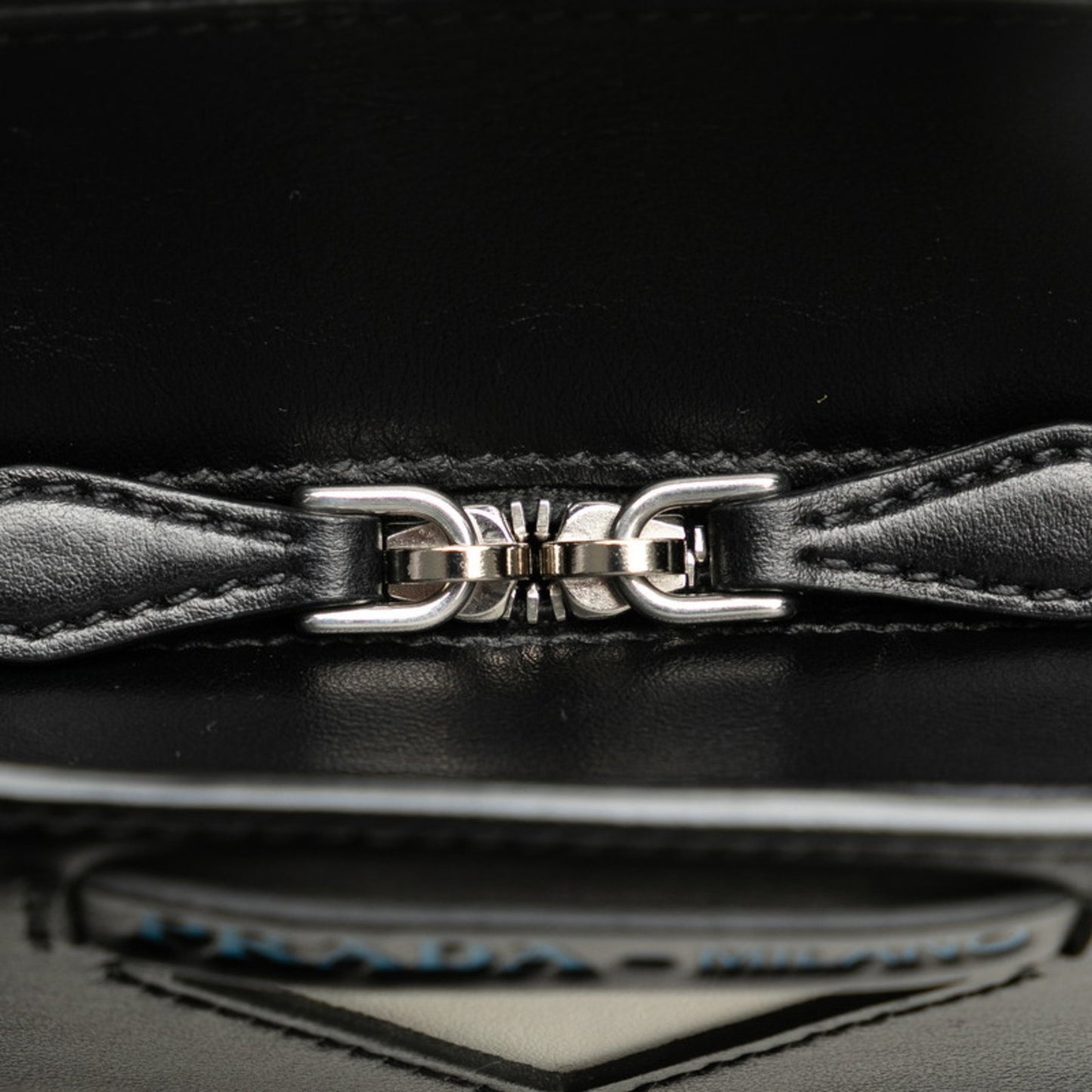 Prada Ouverture Handbag Shoulder Bag 1Be015 White Black Leather