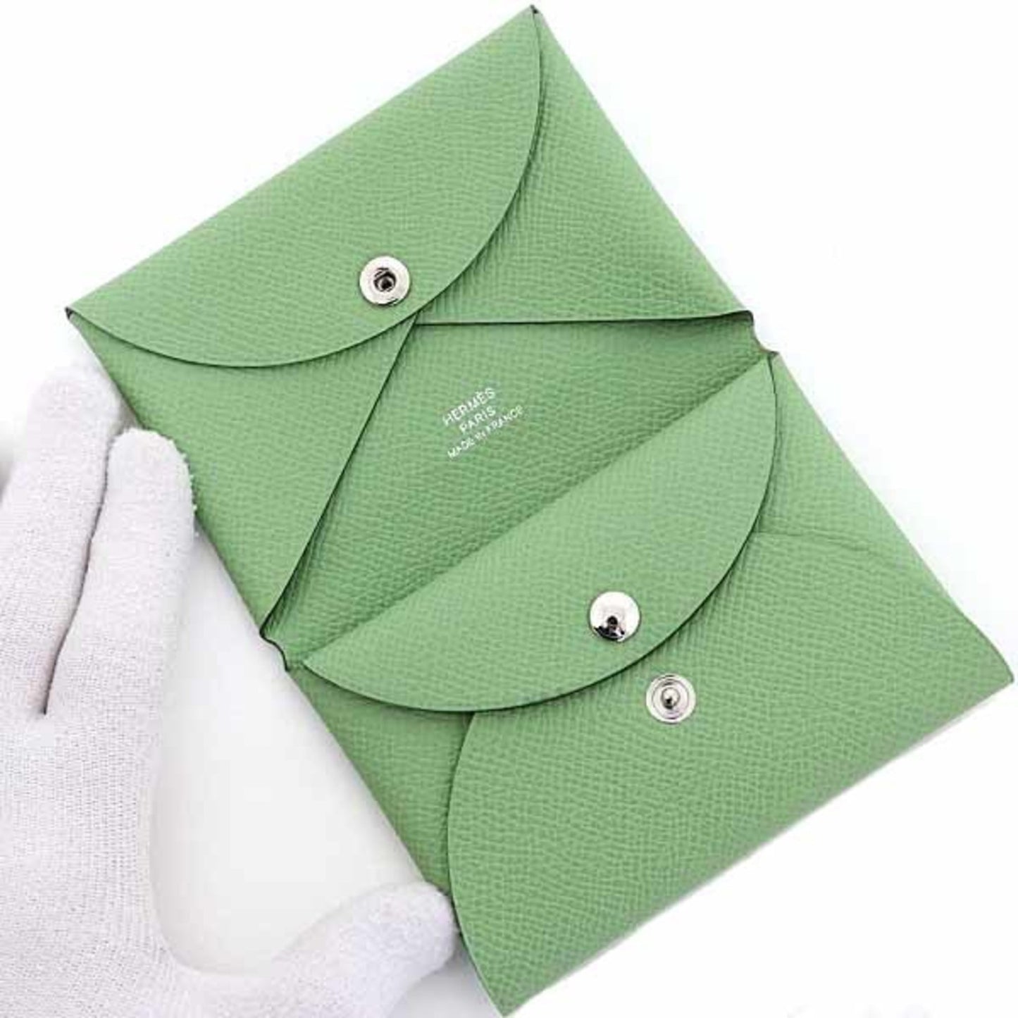 Hermes Herms Calvi Duo Epsom Leather Green B Stamp (Made In 2023) Card Case/Coin Case