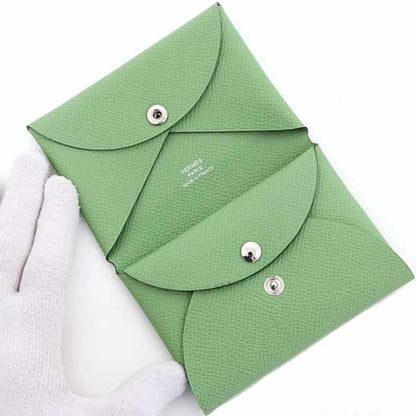 Hermes Herms Calvi Duo Epsom Leather Green B Stamp (Made In 2023) Card Case/Coin Case