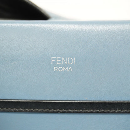 Fendi Runaway Leather Handbag In Blue And Gold