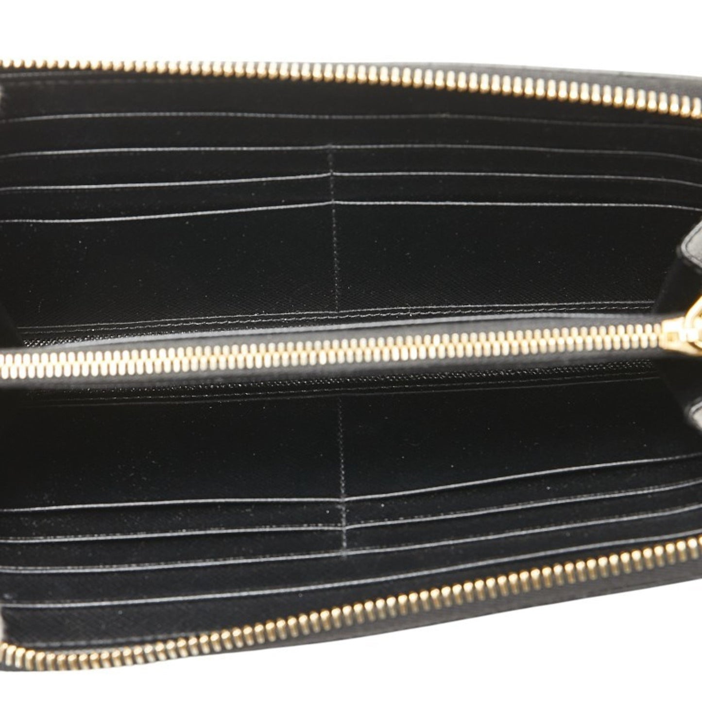 Prada Round Long Wallet 1Ml506 Black Leather