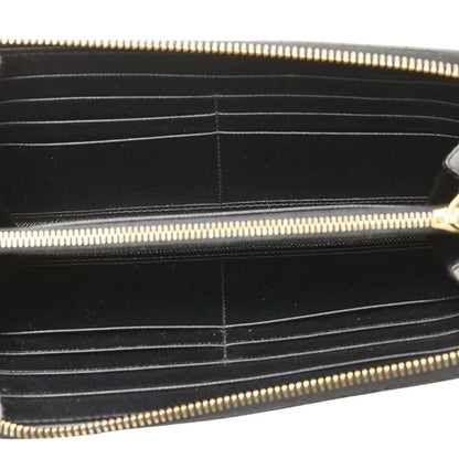 Prada Round Long Wallet 1Ml506 Black Leather