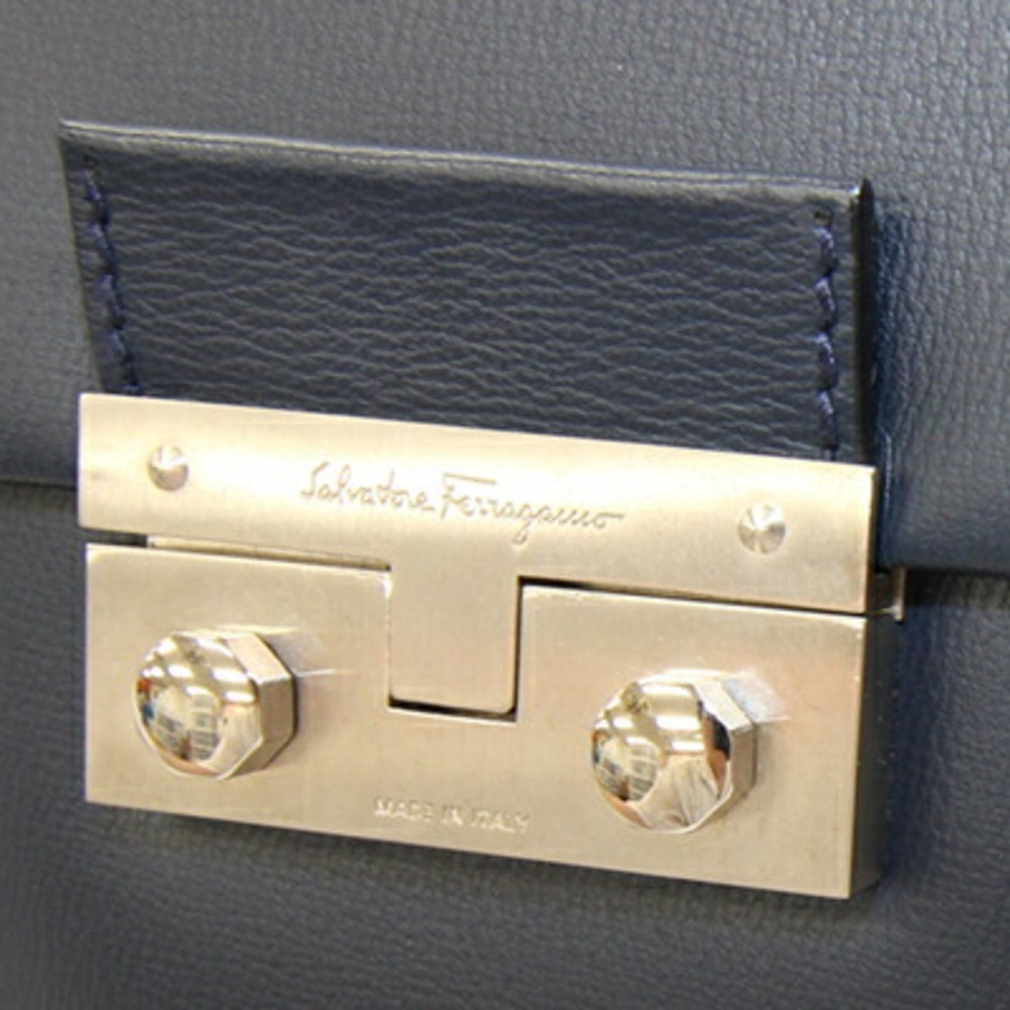 Salvatore Ferragamo 21 1537 Navy Leather Crossbody Shoulder Bag