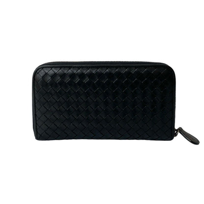 Bottega Veneta Intrecciato Round Zip Leather Long Wallet With Bill Compartment