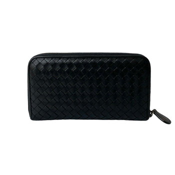 Bottega Veneta Intrecciato Round Zip Leather Long Wallet With Bill Compartment