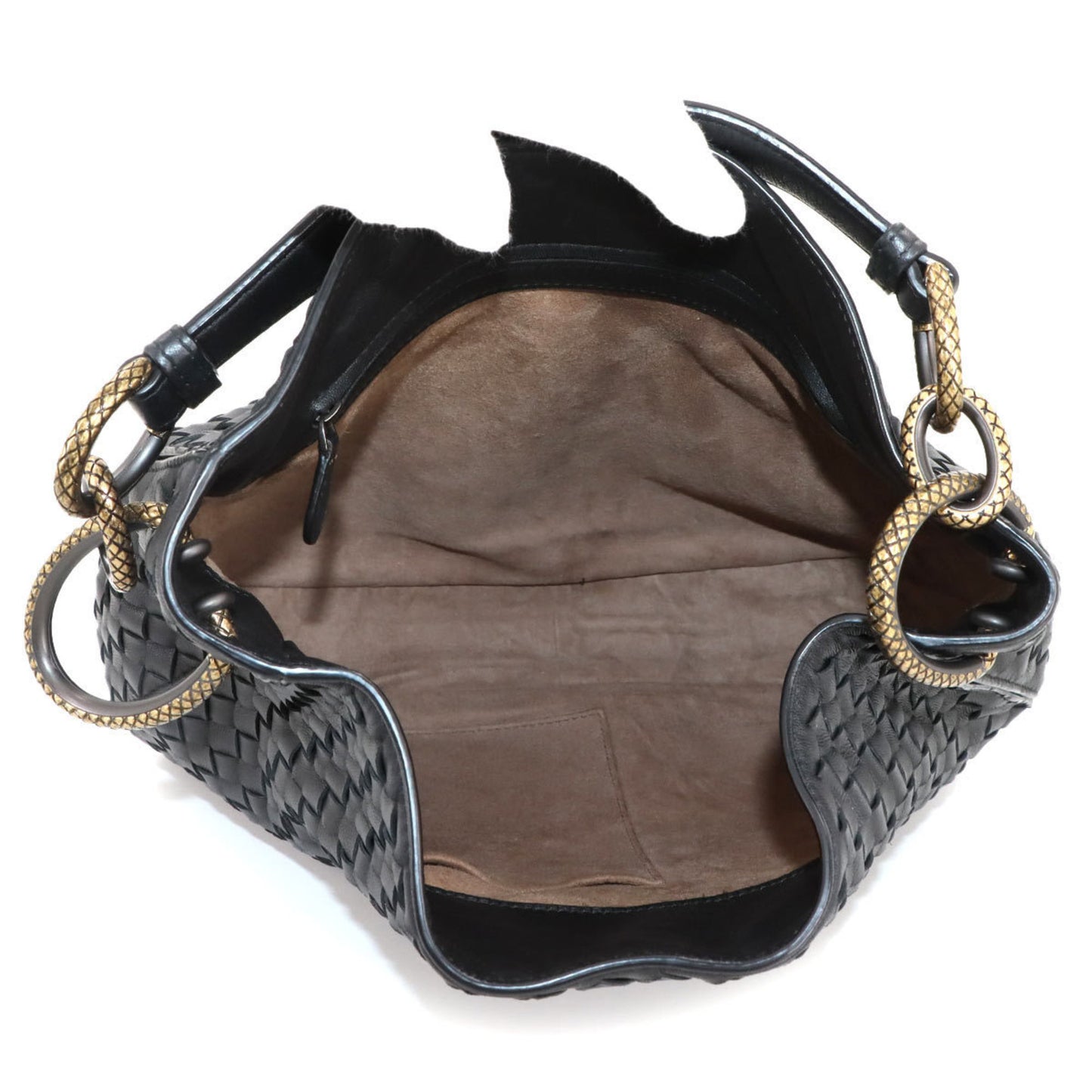 Bottega Veneta Intrecciato Loop Hobo Shoulder Bag In Black Leather