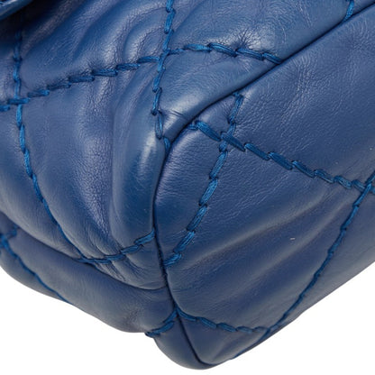 Chanel Wild Stitch Coco Mark Chain Shoulder Bag Handbag Blue Silver Hardware Lambskin