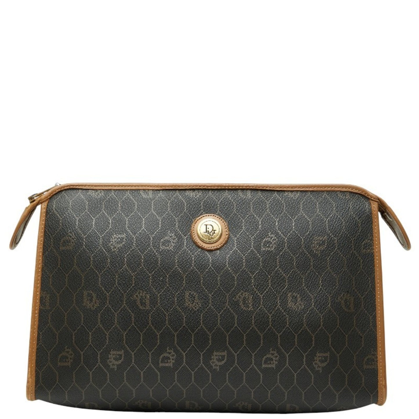Christian Dior Dior Honeycomb Clutch Bag Black Brown Leather
