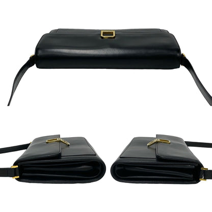 Gucci Vintage Gg Logo Hardware Leather Shoulder Bag/Clutch Bag Black 80100