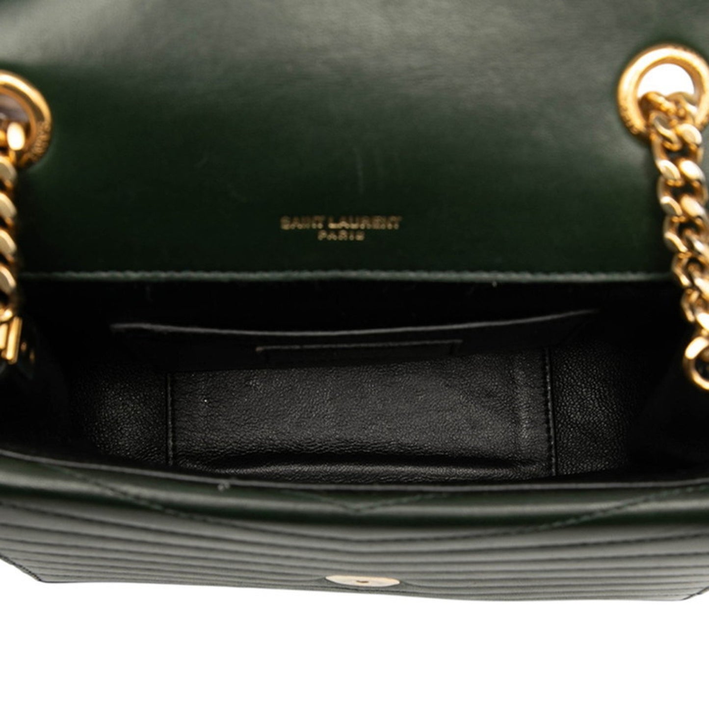 Saint Laurent Logo Chain Shoulder Bag In Green