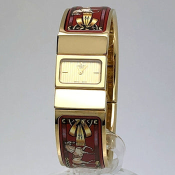 Hermes L01.201 Roc Gp Bangle Watch With Gold Quartz Movement And Cloisonn Finish