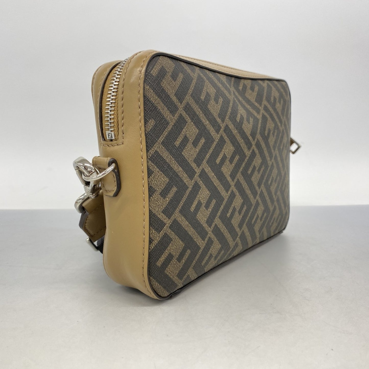 Fendi Zucca Diagonal Shoulder Bag In Brown