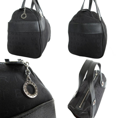 Bvlgari Handbag Canvas Black Silver