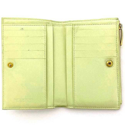 Bottega Veneta Bi-Fold Wallet Light Green Yellow Intrecciato Leather Bottega Veneta 10 Pieces Soft