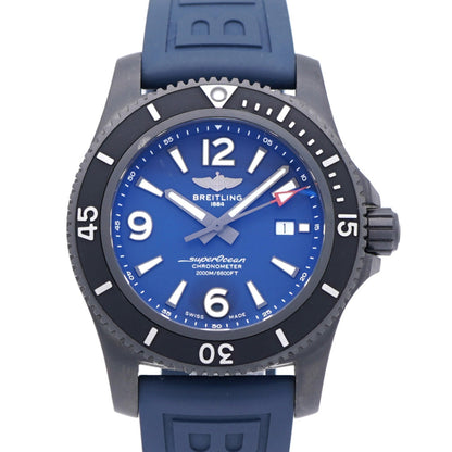 Breitling Superocean Automatic 46 Black Steel M17368 Watch Stainless Steel/Rubber Blue Navy Dial