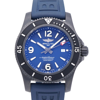 Breitling Superocean Automatic 46 Black Steel M17368 Watch Stainless Steel/Rubber Blue Navy Dial