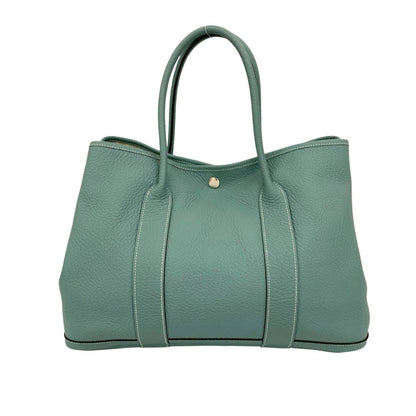 ?P Engraved Hermes Garden Party Pm Negonda Leather Tote Bag/Handbag In Light Blue