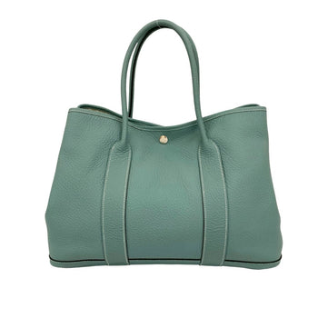 ?P Engraved Hermes Garden Party Pm Negonda Leather Tote Bag/Handbag In Light Blue