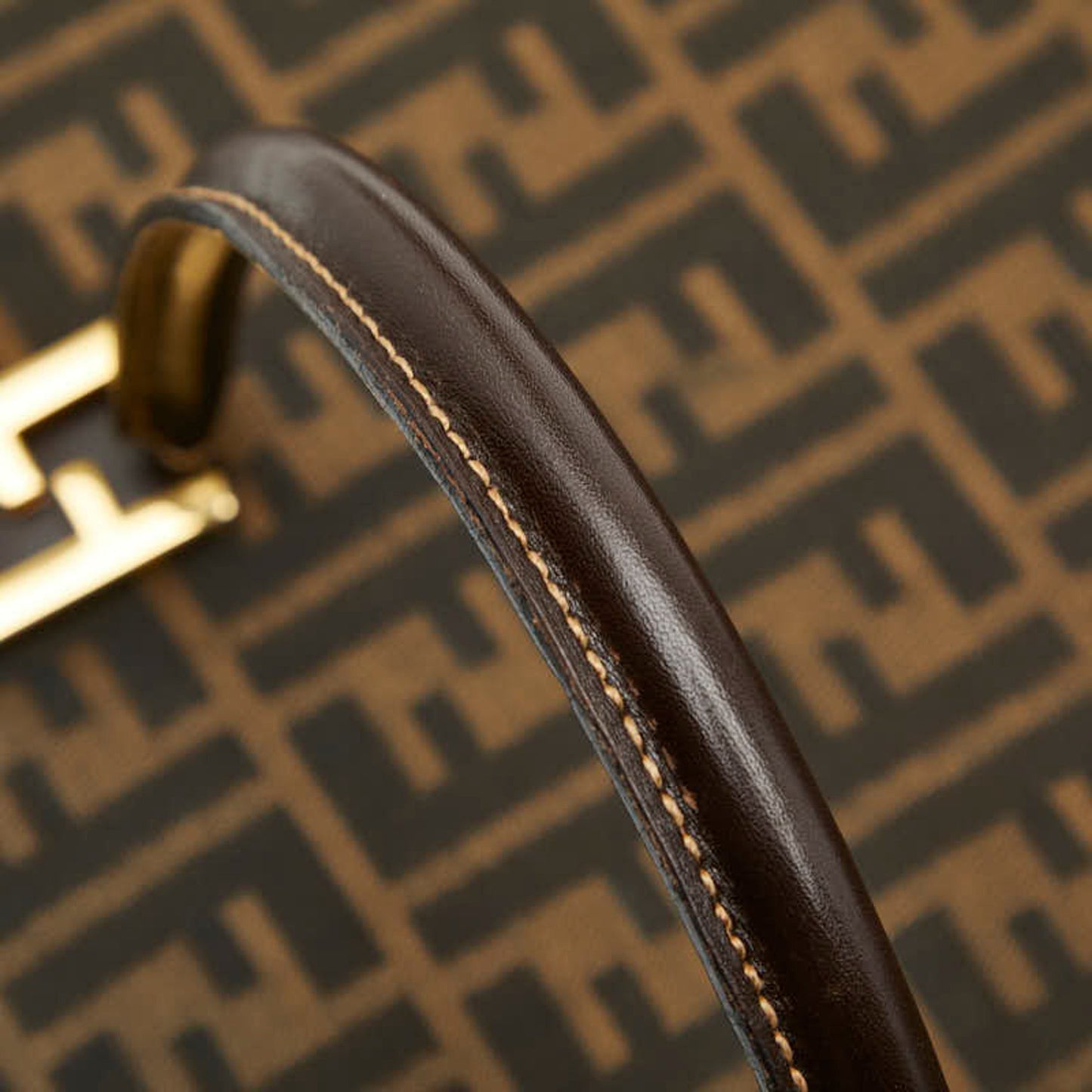 Fendi Zucca Handbag Tote Bag Brown Canvas