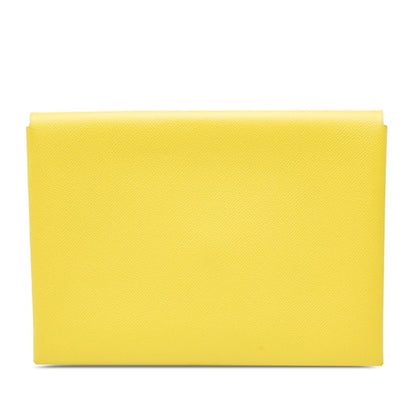 Herms Calvi Gm Clutch Bag Yellow Epsom Leather