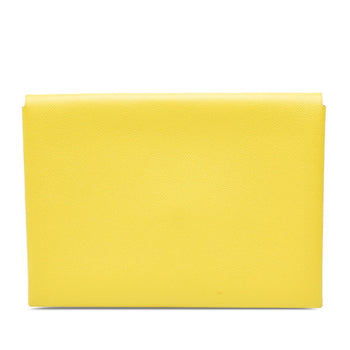 Herms Calvi Gm Clutch Bag Yellow Epsom Leather