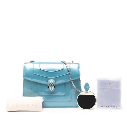 Bvlgari Serpenti Forever Chain Shoulder Bag In Blue Leather