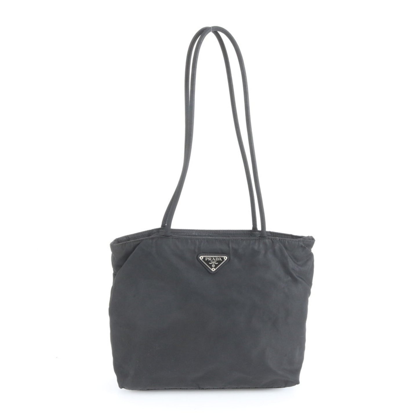 Prada Tessuto Nylon Triangle Logo Tote Bag Shoulder Black