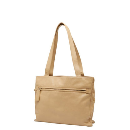 Chanel Coco Mark Tote Bag Handbag Beige Caviar Skin